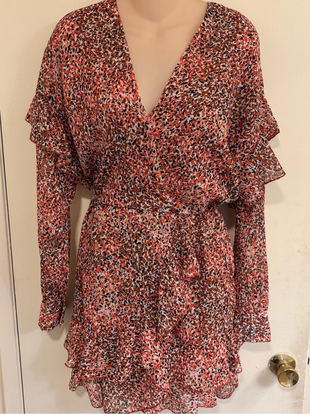 Sabina Musayev "Carry" multicolor pink floral With Specked Glitter.  Size XS